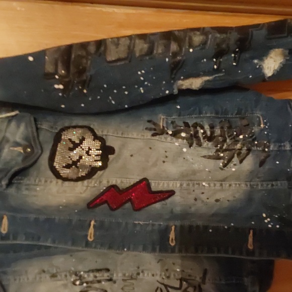PREOWNED SMOKE RISE DENIM BLING DESIGN JACKET SIZE 3XL.. - Picture 3 of 7